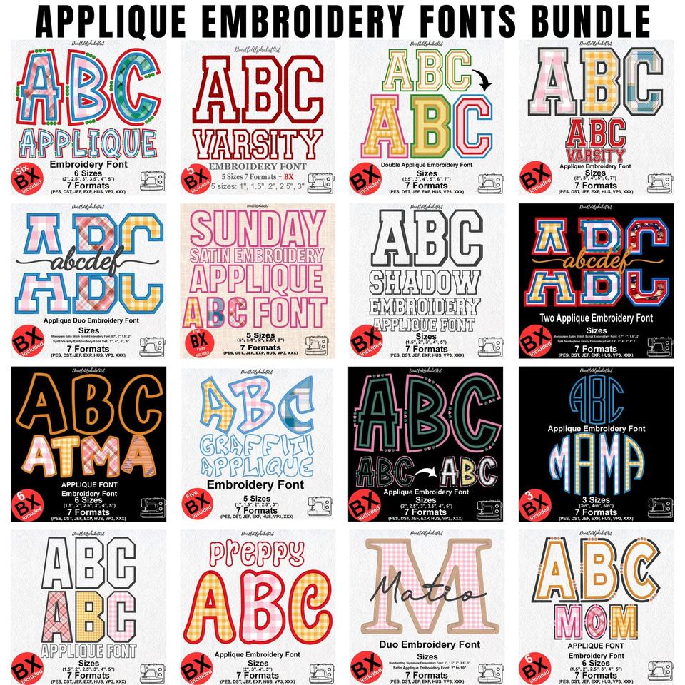 Full alphabet chart, machine embroidery font, embroidery font, embroidery alphabet