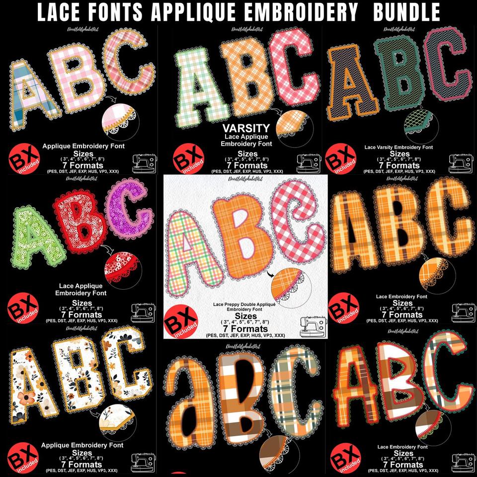 Full alphabet chart, machine embroidery font, embroidery font, embroidery alphabet