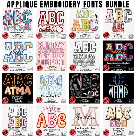 Applique Embroidery Font Bundle machine embroidery font preview