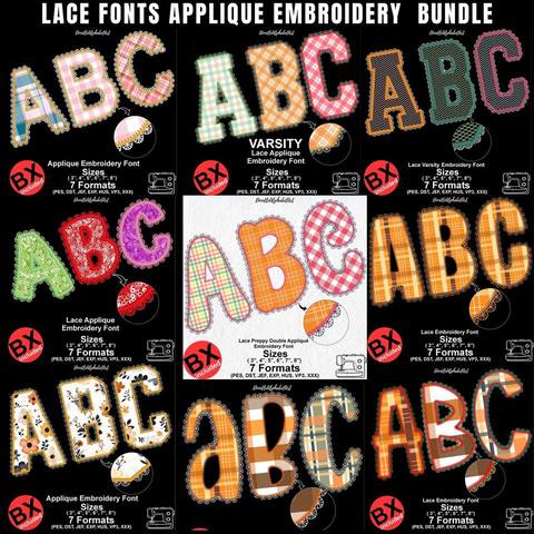 Lace Font Embroidery Alphabet Bundle machine embroidery font preview