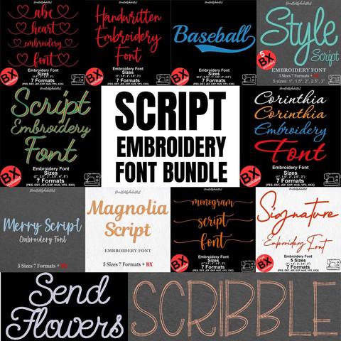 Script Embroidery Bundle machine embroidery font preview