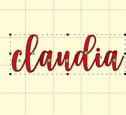 Embrilliance design page with the name Claudia in plain cursive script and no hearts